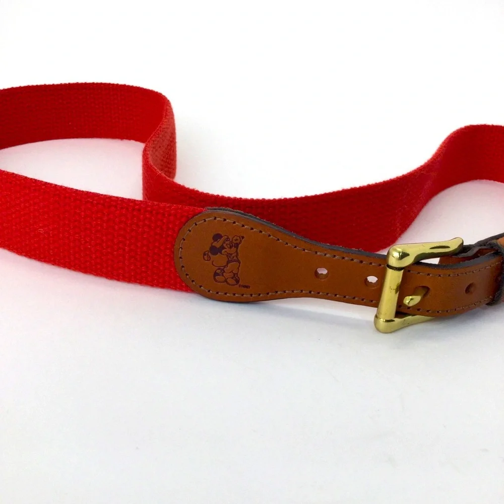 Leather Man‎ Limited Vintage Cotton Webbed Belt Embossed Mickey Mouse Golf